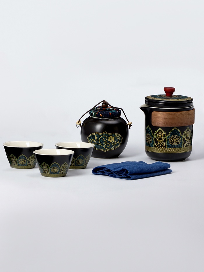 Набор для чайной церемонии ДЖЕКИЧАЙ «Абико», 6 предметов, на 3 персоны, чашка 50 мл, чайник 285 мл, чёрный - Фото 1