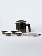 Набор для чайной церемонии ДЖЕКИЧАЙ «Цуруга», 6 предметов, на 4 персоны, чашка 35 мл, чайник 350 мл, керамика, чёрный - Фото 1
