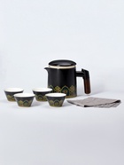 Набор для чайной церемонии ДЖЕКИЧАЙ «Цуруга», 6 предметов, на 4 персоны, чашка 35 мл, чайник 350 мл, керамика, чёрный - Фото 3