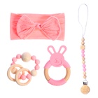 Подарочный набор для девочки «Прорезыватель, держатель, повязочка», 4 предмета, розовый, Крошка Я - Фото 2