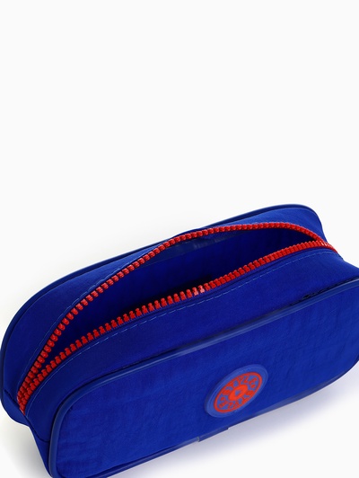 Косметичка-пенал на молнии, васильковая/алая