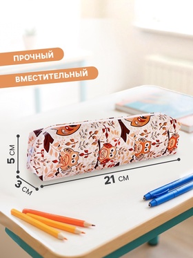 Пенал школьный Calligrata «Совы», на молнии, 1 отделение, с принтом, МИКС