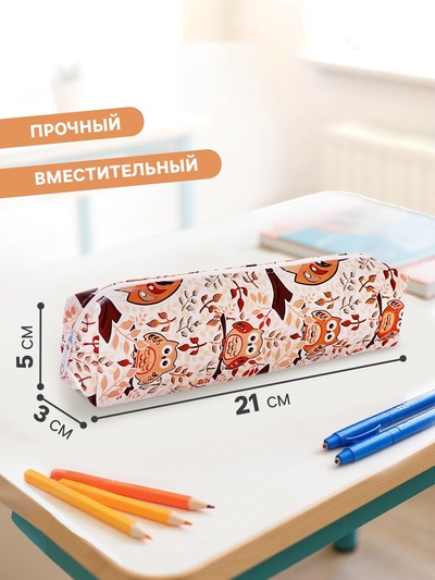 Пенал школьный Calligrata «Совы», на молнии, 1 отделение, с принтом, МИКС