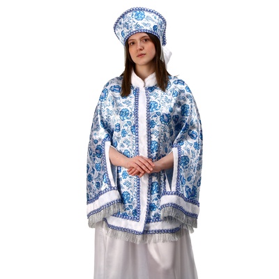 Русский народный костюм «Гжель», накидка, кокошник, р-р 52-58