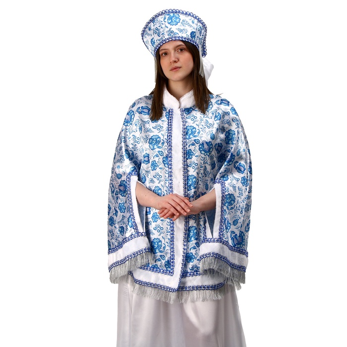 Русский народный костюм «Гжель», накидка, кокошник, р-р 52-58 - Фото 1