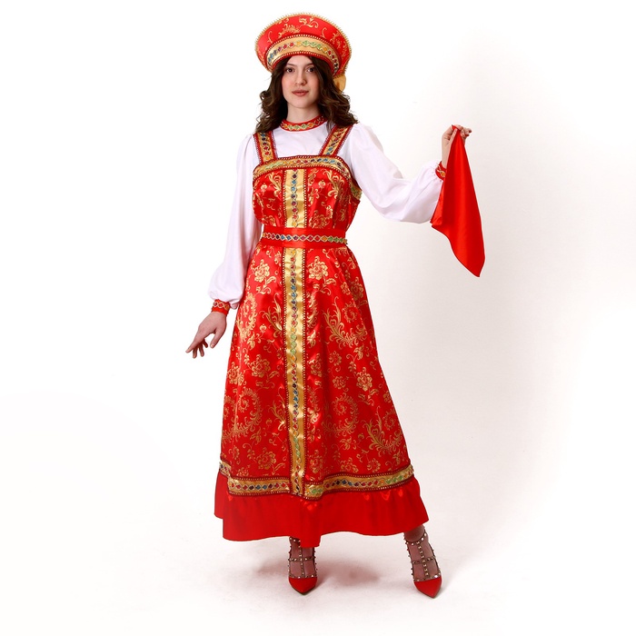 Карнавальный костюм «Самоцветы»: платье, кокошник, косынка в руку, р-р 50-52 - Фото 1