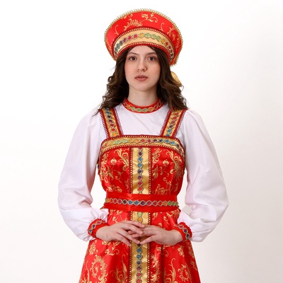 Карнавальный костюм «Самоцветы»: платье, кокошник, косынка в руку, р-р 50-52