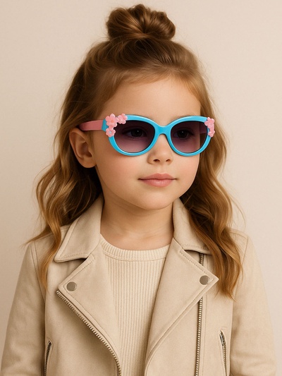 Очки солнцезащитные детские «OneSun. Цветочки», uv 400, голубой, розовый