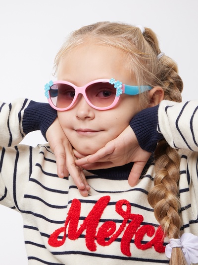 Очки солнцезащитные детские «OneSun. Цветочки», uv 400, розовый, голубой