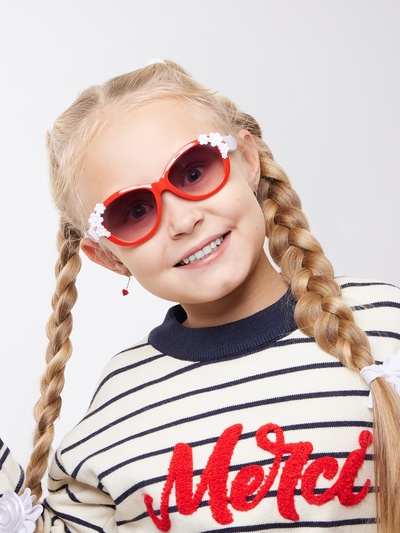 Очки солнцезащитные детские «OneSun. Цветочки», uv 400, красный, белый