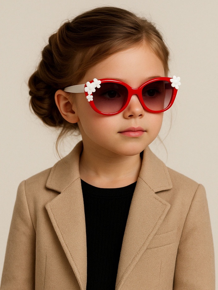 Очки солнцезащитные детские «OneSun. Цветочки», uv 400, красный, белый - Фото 1