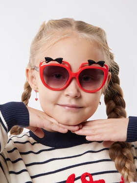 Очки солнцезащитные детские «OneSun. Бантики», 4.5×12 см, чёрный, красный 10857855