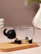 Органайзер для ватных палочек и дисков «Слоник», с крышкой, 15.4×7.5×8.5 см, прозрачный, чёрный - Фото 3