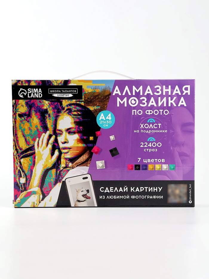 Алмазная мозаика по фото с полным заполнением «Pop Art», на холсте с подрамником, А4