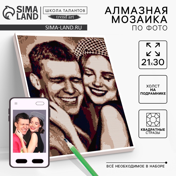 Алмазная мозаика по фото с полным заполнением «Vintage», на холсте с подрамником, А4 - Фото 1
