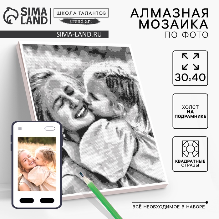 Алмазная мозаика по фото, на раме 30×40, полное заполнение, Gray - Фото 1