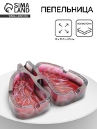 Пепельница для дома «Лёгкие», для сигарет и стиков, 14×10.5×2.5 см - Фото 1