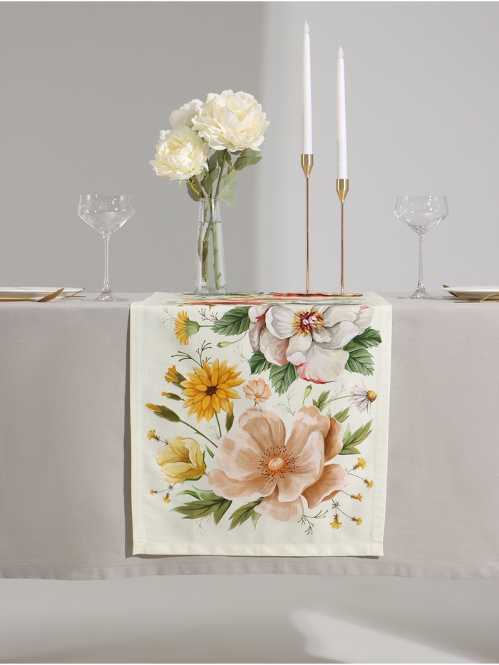 Дорожка на стол Этель Red flowers 40×146 см, 100% хлопок, саржа 190 г/м² - Фото 1