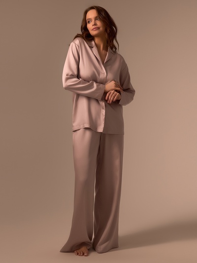 Пижама женская (рубашка, брюки) SL HOME Tensel Home, размер S, пудровая