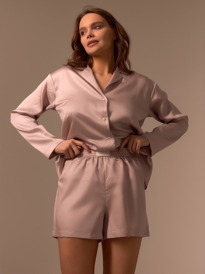 Пижама женская (рубашка, шорты) SL HOME Tensel Home, размер 44 (M), цвет пудровый