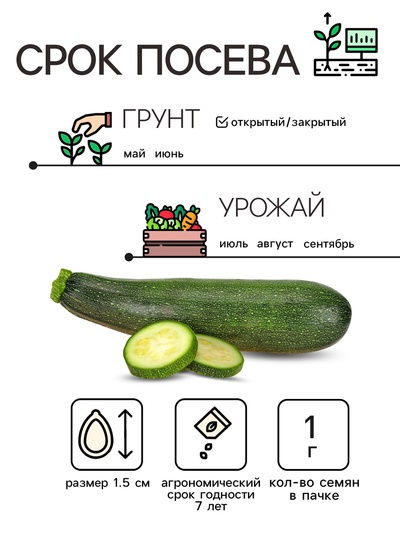 Семена Кабачок цукини «Фараон», 1 г, раннеспелый, «Рецепты дедушки Никиты»