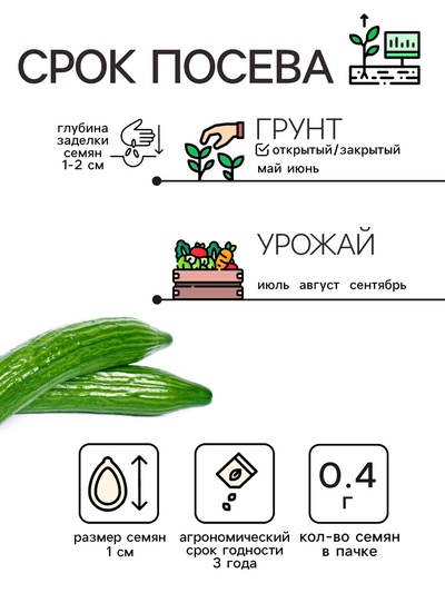 Семена Огурец «Китайские змеи», 0.4 г, «Рецепты дедушки Никиты»