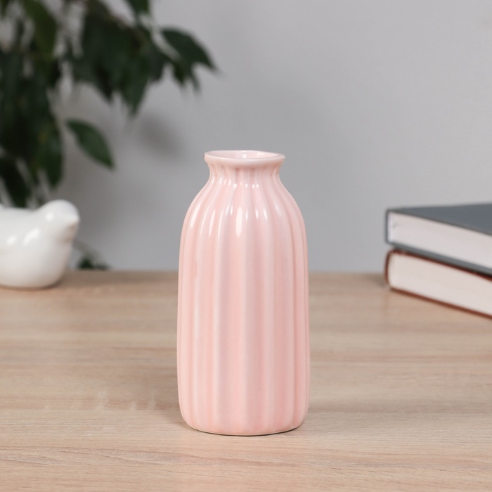 Ваза «Олвен», классик, 12.5×5 см, керамика, светло-розовая - Фото 1