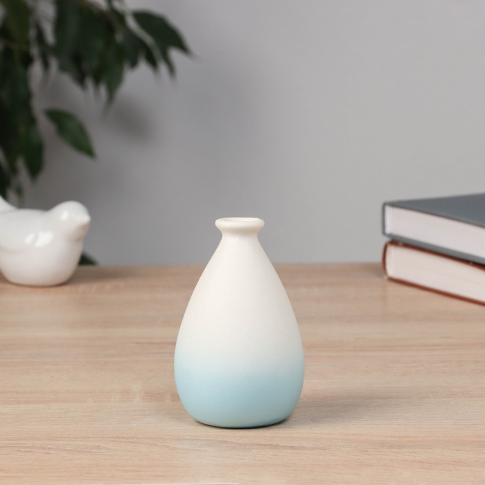 Ваза «Хайди», галант, 10.5×6.5 см, керамика, белая, голубая - Фото 1