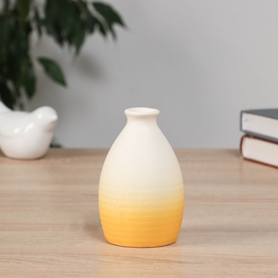 Ваза «Хайди», полосы, 10.5×6.5 см, керамика, белая, жёлтая