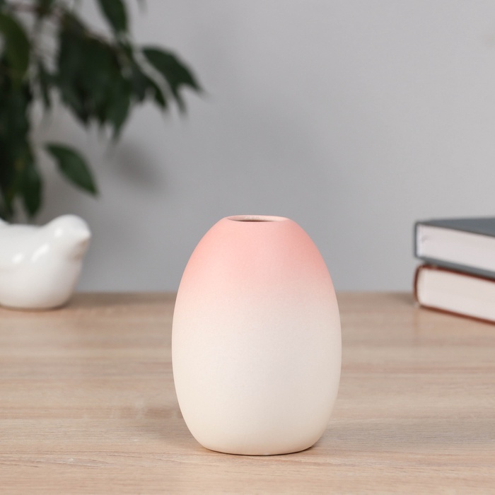 Ваза «Хайди», бочка, 10×6.5 см, керамика, белая, розовая - Фото 1