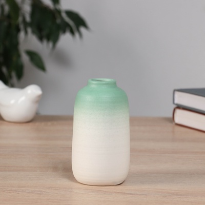 Ваза для цветов «Хайди», классик, 11×6 см, керамика, белая, зелёная