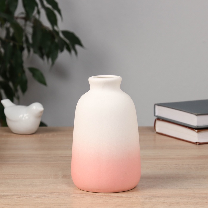 Ваза для цветов «Хайди», классик, 14.5×8.5 см, керамика, белая, розовая