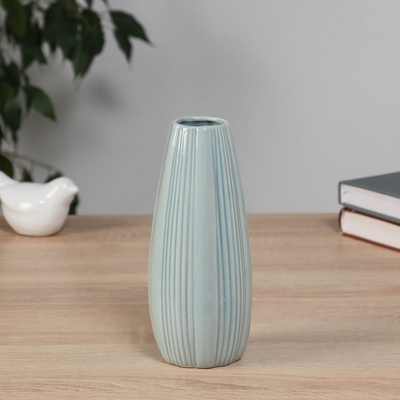 Ваза «Солвейг», бочка, 17.5×6.5 см, керамика, голубая