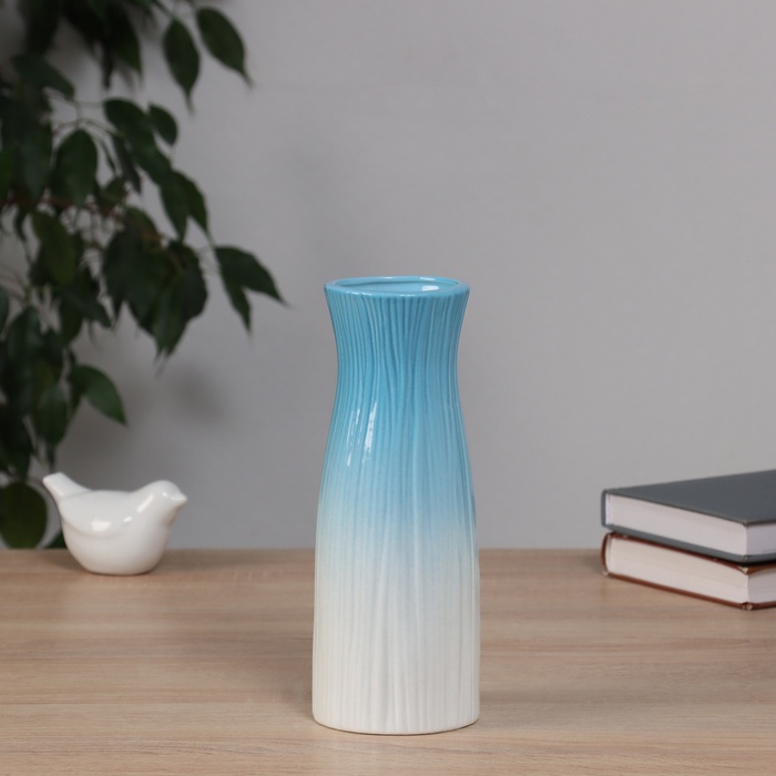 Ваза «Фрэнсис галант», талия, 20.5×7.5 см, керамика, белая, голубая - Фото 1