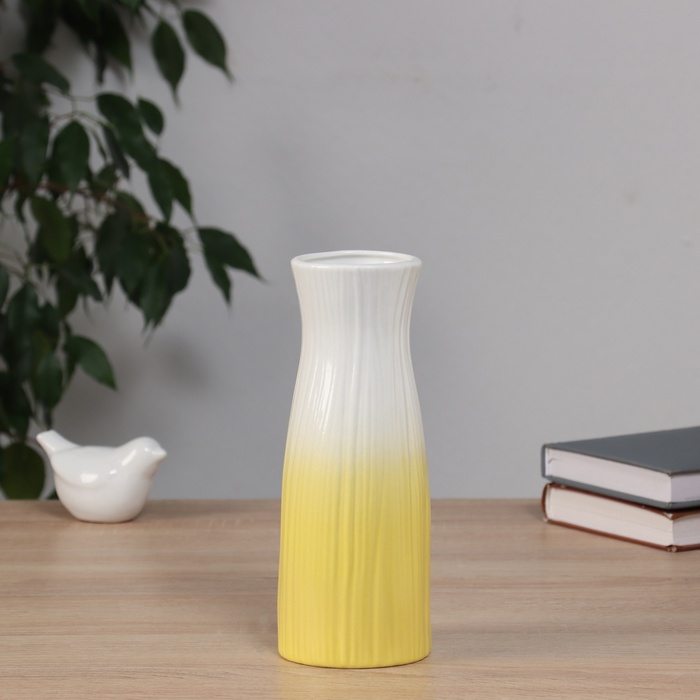 Ваза «Фрэнсис галант», талия, 20.5×7.5 см, керамика, белая, жёлтая - Фото 1