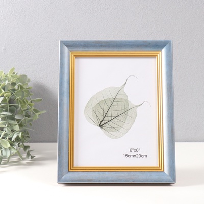 Фоторамка для фото 15×20 см «Габриэль», пластик, синяя с золотой полосой, 2.2×19×24 см