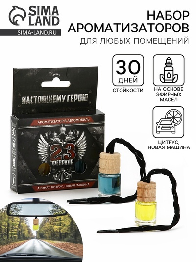 Ароматизаторы в машину «23 февраля», набор 2 шт., 12.3×9.5 см