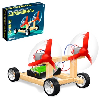 Электронный конструктор «Аэромобиль», из дерева, работает от батареек, уценка