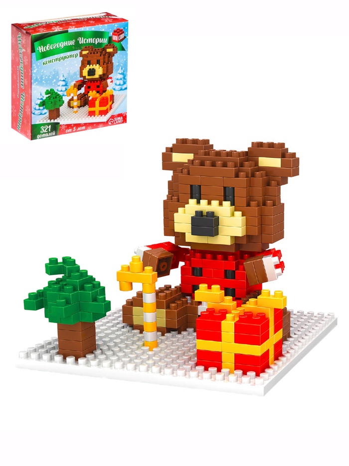 УЦЕНКА Конструктор UNICON «Новогодние Истории. Мишка», 321 деталь - Фото 1