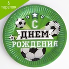 Набор бумажной посуды «С днём рождения. Футбол»: 6 тарелок, 6 стаканов, 6 колпаков, гирлянда - фото 31493176