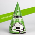 Набор бумажной посуды «С днём рождения. Футбол»: 6 тарелок, 6 стаканов, 6 колпаков, гирлянда - фото 31493177