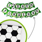 Набор бумажной посуды «С днём рождения. Футбол»: 6 тарелок, 6 стаканов, 6 колпаков, гирлянда - фото 31493178