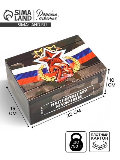 Подарочная коробка, упаковка, «С 23 февраля», 22×15×10 см