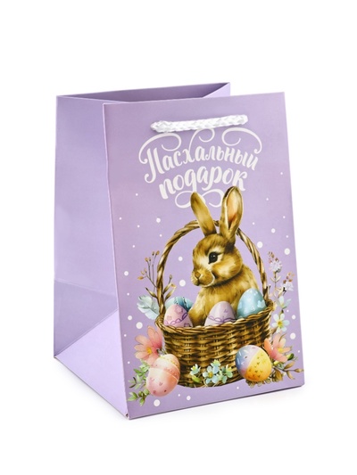 Пакет подарочный под кулич «Пасха», заяц, 12×18×12 см