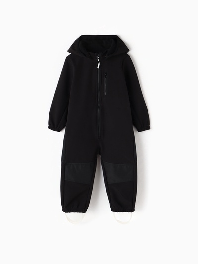 Комбинезон демисезонный для мальчиков MINAKU из Softshell на флисе, непромокаемый, чёрный, рост 92 см