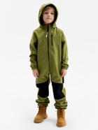 Комбинезон демисезонный для мальчиков MINAKU из Softshell на флисе, непромокаемый, оливковый, рост 128 см - Фото 5