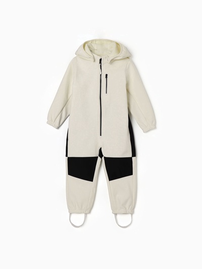 Комбинезон для девочки на флисе MINAKU: Softshell, непромокаемый, светло-серый, рост 92 см
