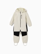 Комбинезон демисезонный для девочек MINAKU: Softshell на флисе, непромокаемый, бежевый, рост 116 см - Фото 6