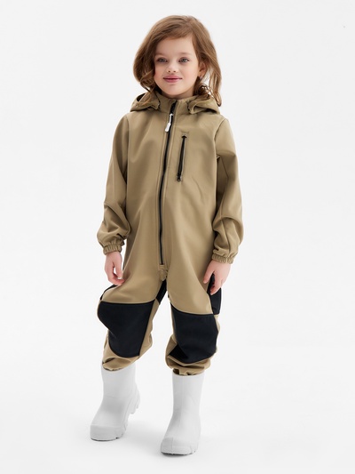 Комбинезон для девочки MINAKU: Softshell на флисе, непромокаемый, цвет хаки, рост 92 см
