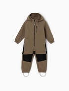 Комбинезон демисезонный для девочек MINAKU из Softshell на флисе, непромокаемый, хаки, рост 110 см - Фото 4
